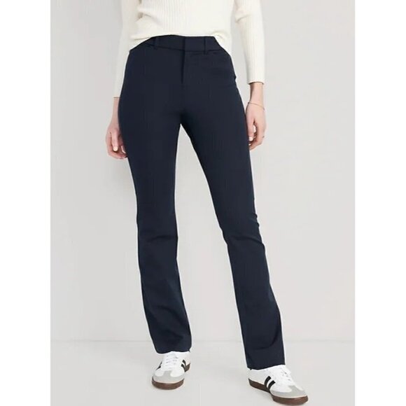 Old Navy Pants - Old Navy High Rise Pixie Flare True Navy Pant 6